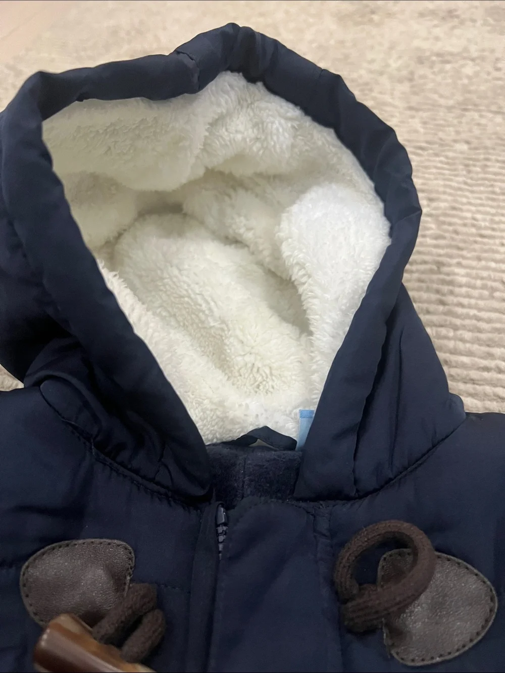 Children's Place Baby Navy Hooded Snowsuit One-Piece with Mittens